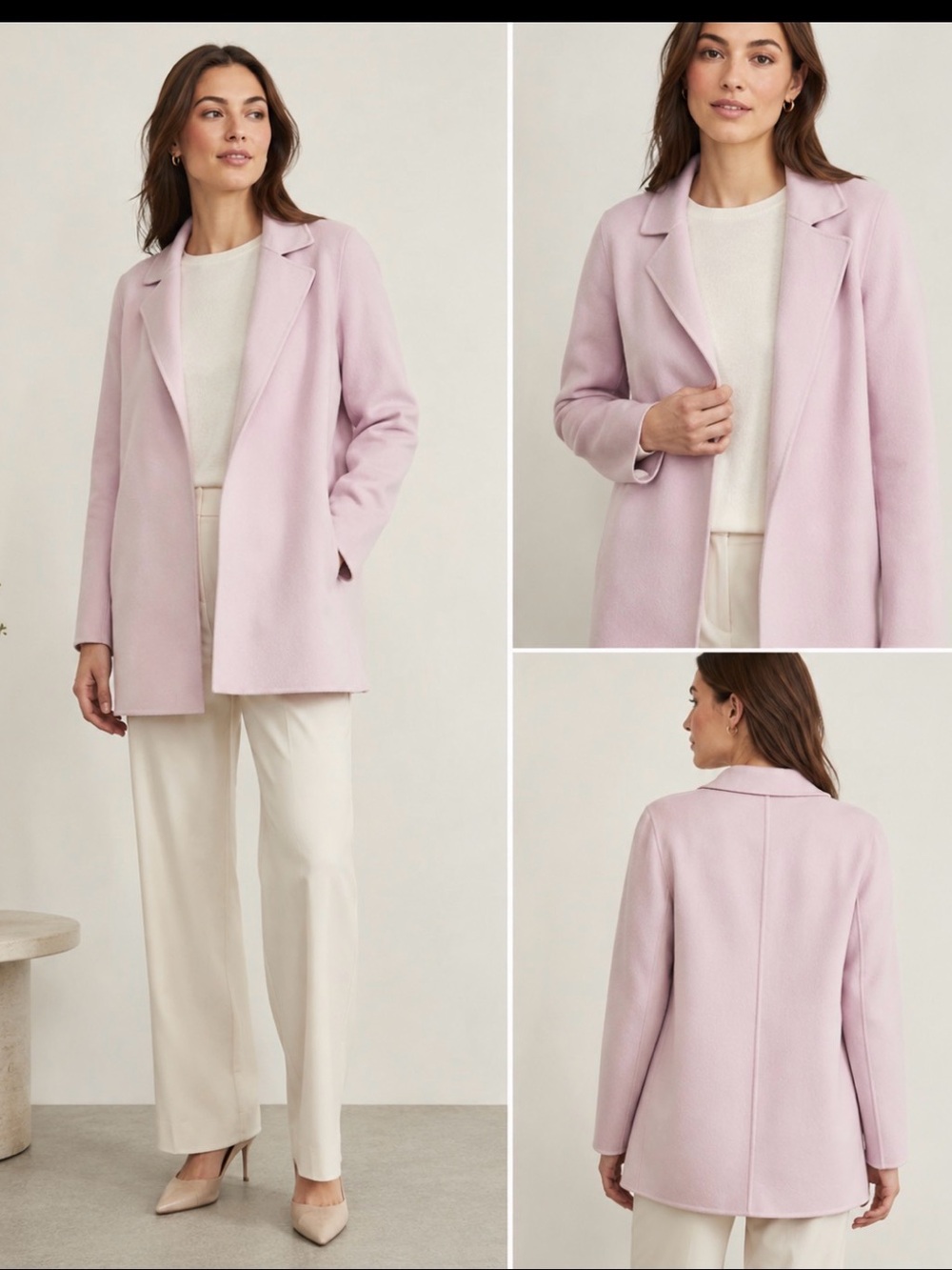 Theory Sileena Winsome 2 Petal Pink Wool Cashmere Coat Size L